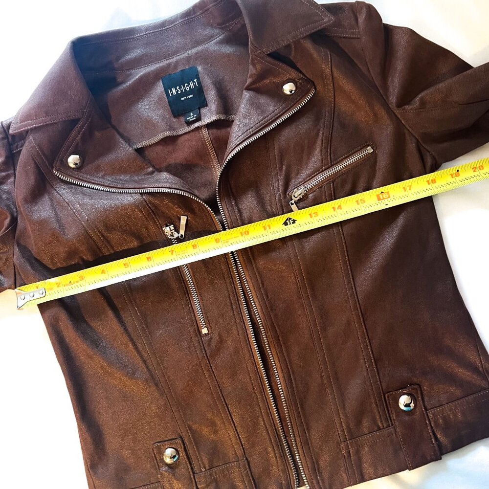 INSIGHT NEW YORK VEGAN LEATHER MOTO JACKET - Picture 8 of 13